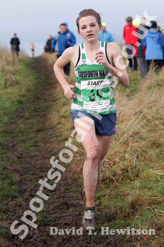 Rachael Lundgren (Gosforth) on her way to winning the under-20 women 2012 North East Championships, Summerhill Country Park, Hartlepool.